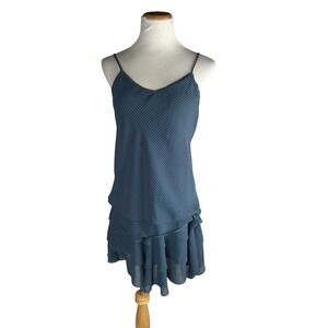Jody Of California 90s‎ Asymetrical Ruffled Striped Blue Mini Dress Size 6
